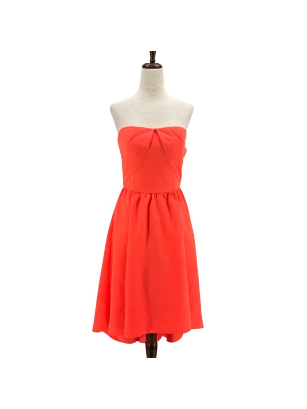 Ted Baker London Womens XS Dress Verity Drop Hem Neon Orange High Low Strapless